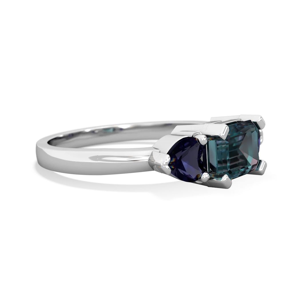 Alexandrite Three Stone 14K White Gold ring R5235