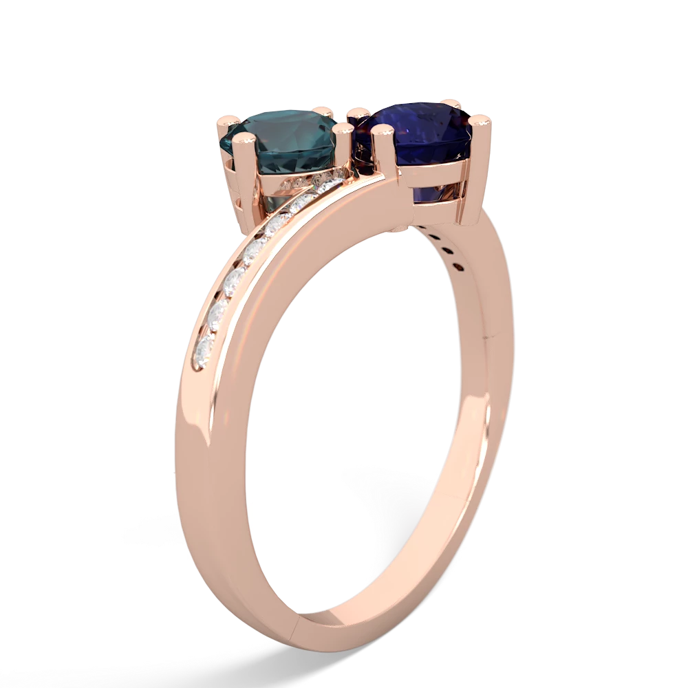 Alexandrite Channel Set Two Stone 14K Rose Gold ring R5303