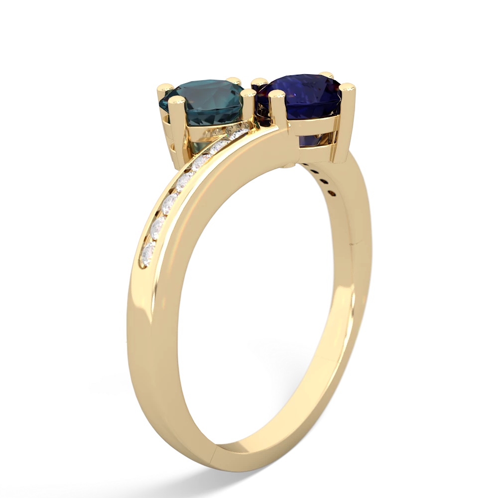 Alexandrite Channel Set Two Stone 14K Yellow Gold ring R5303