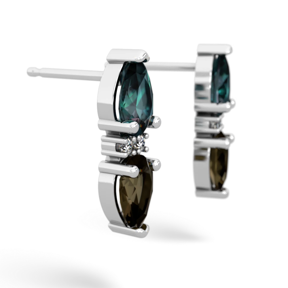 Alexandrite Bowtie Drop 14K White Gold earrings E0865