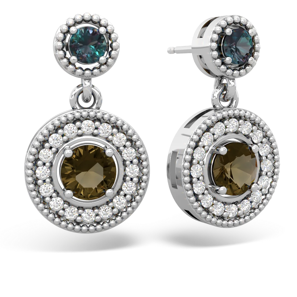 Alexandrite Halo Dangle 14K White Gold earrings E5319