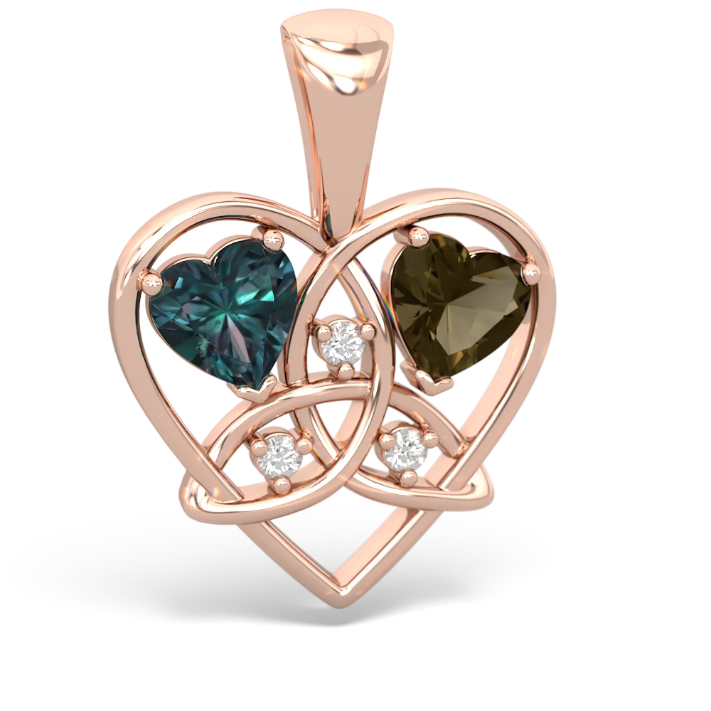 Alexandrite Celtic Trinity Heart 14K Rose Gold pendant P5331