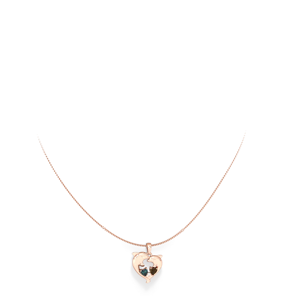 Alexandrite Dolphin Heart 14K Rose Gold pendant P5820