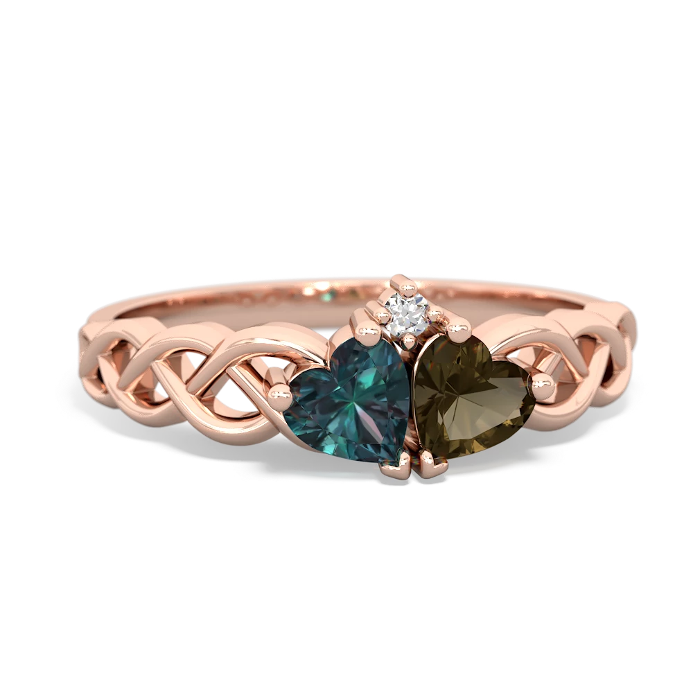 Alexandrite Heart To Heart Braid 14K Rose Gold ring R5870