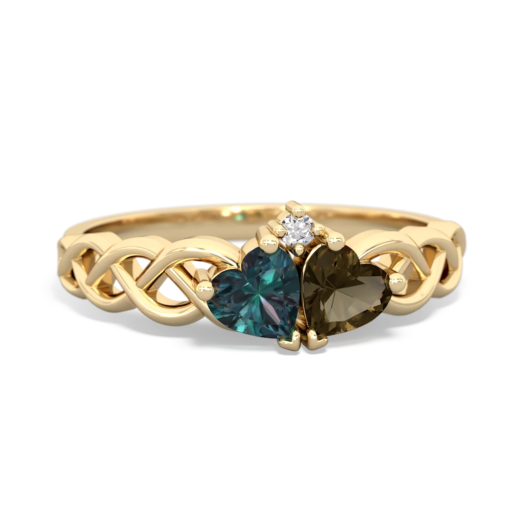 Alexandrite Heart To Heart Braid 14K Yellow Gold ring R5870