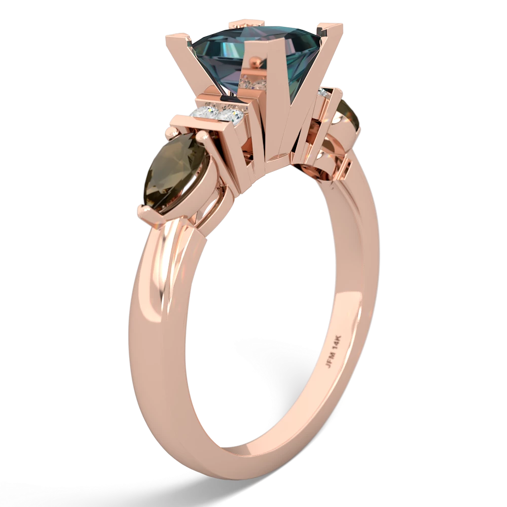 Alexandrite 6Mm Princess Eternal Embrace Engagement 14K Rose Gold ring C2002