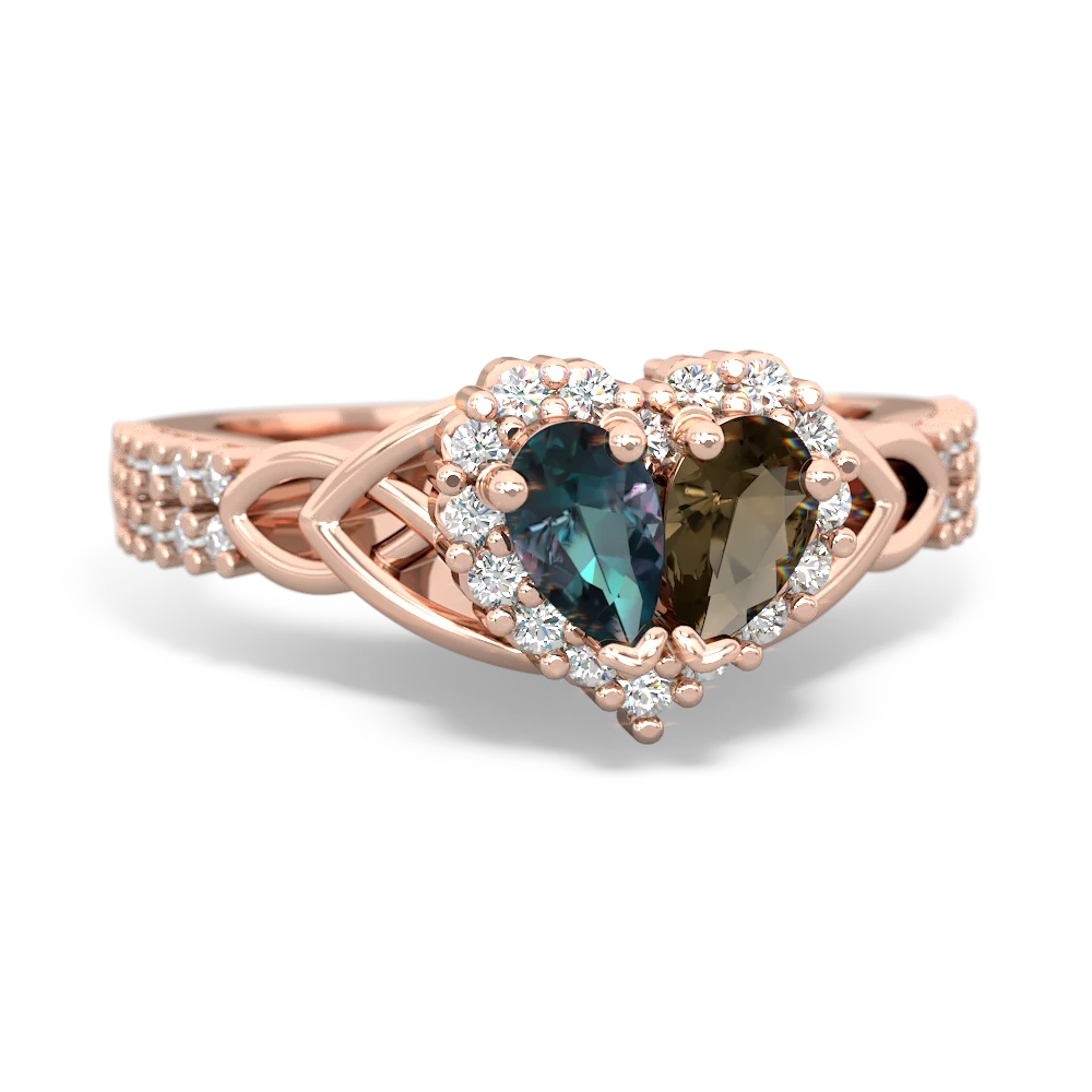 Alexandrite Celtic Knot Two Hearts As One 14K Rose Gold ring R2644HRT