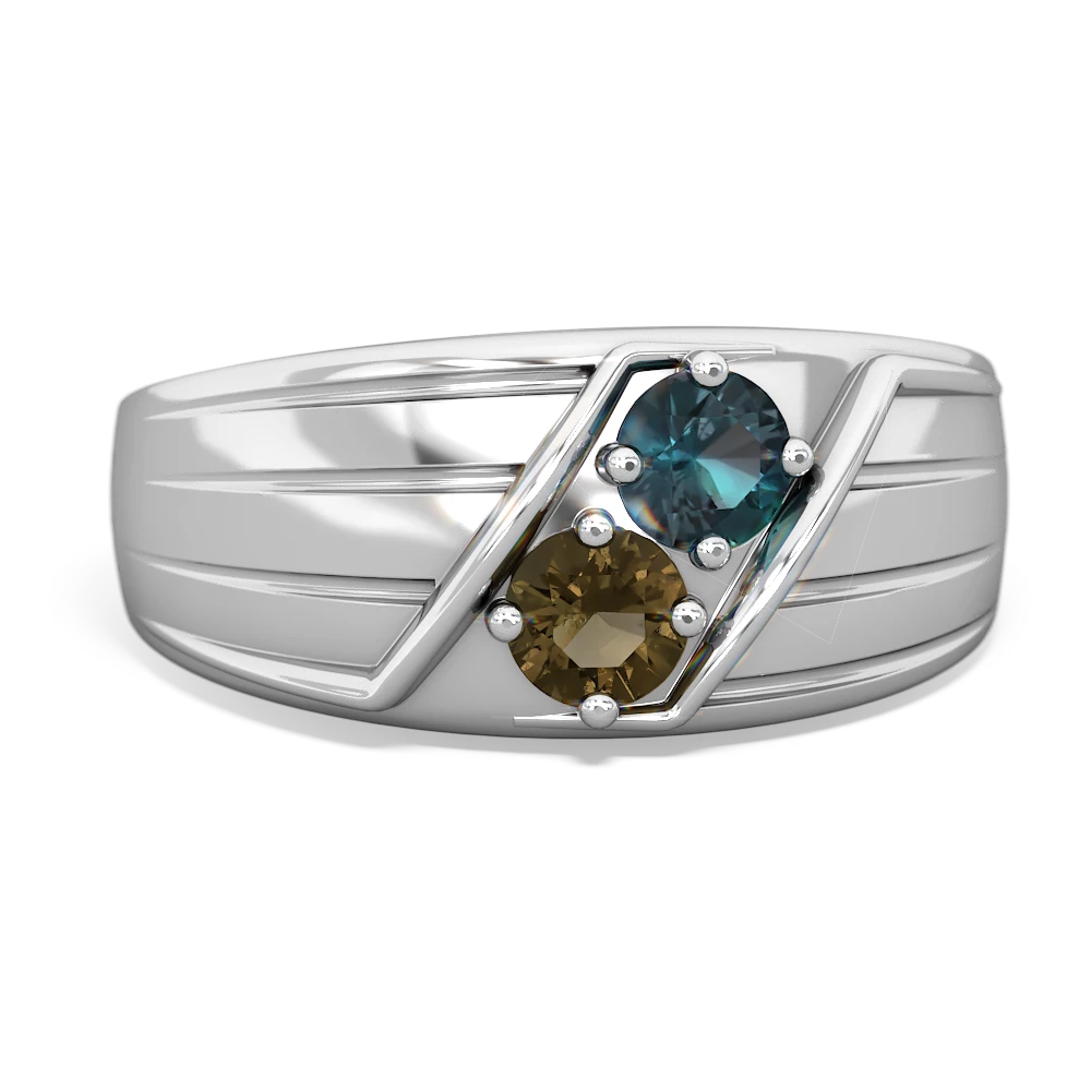 Alexandrite Men's Streamline 14K White Gold ring R0460