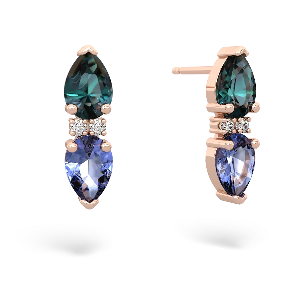 Alexandrite Bowtie Drop 14K Rose Gold earrings E0865