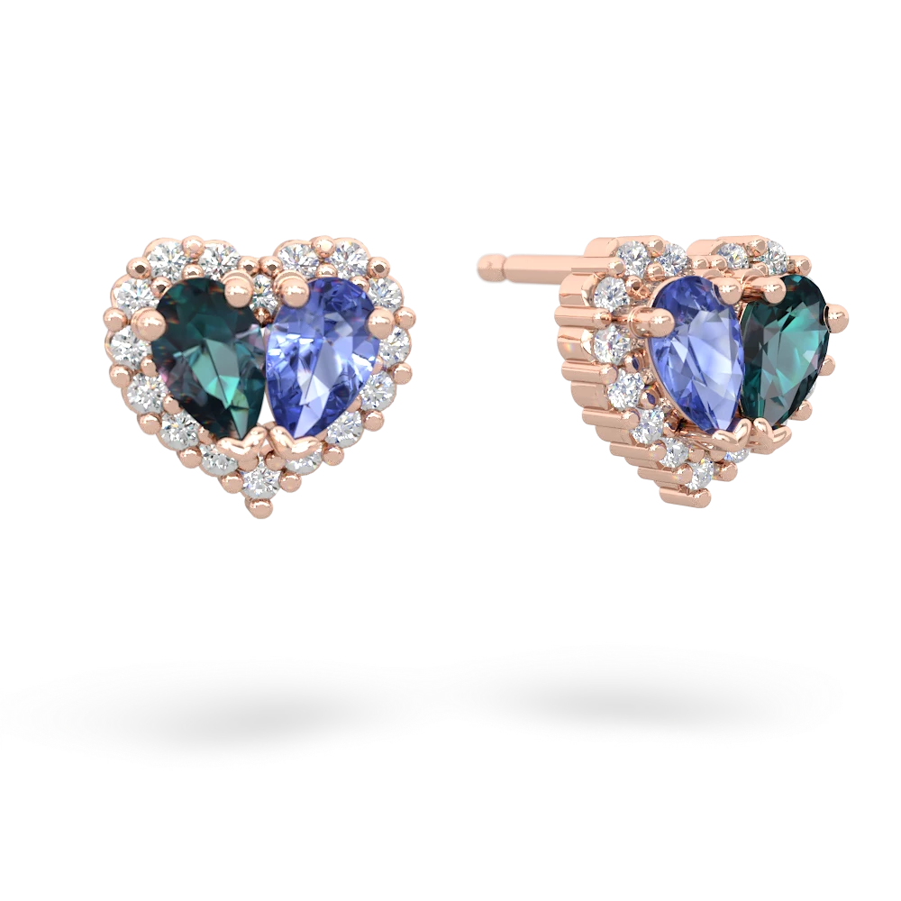 Alexandrite Halo 14K Rose Gold earrings E7008