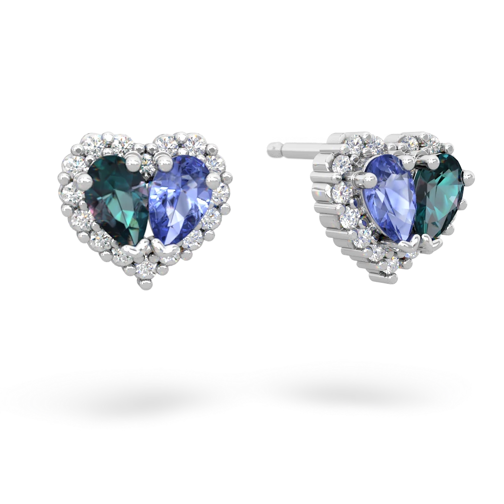 Alexandrite Halo 14K White Gold earrings E7008