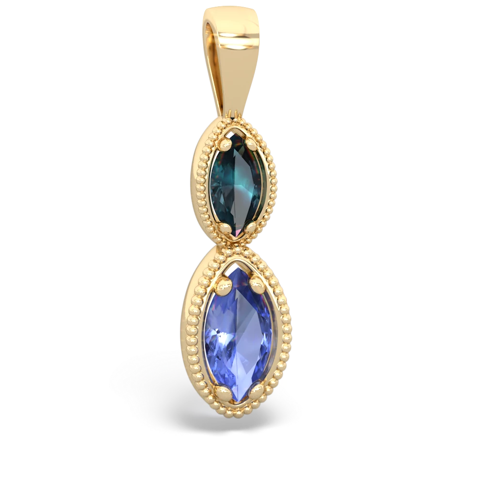 Alexandrite Antique-Style Halo 14K Yellow Gold pendant P5700