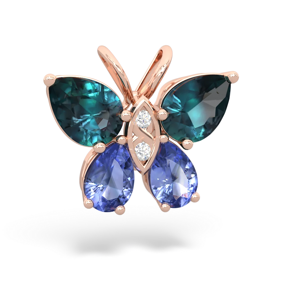 Alexandrite Butterfly 14K Rose Gold pendant P2215