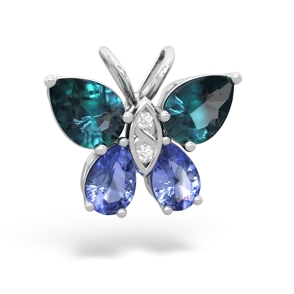 Alexandrite Butterfly 14K White Gold pendant P2215