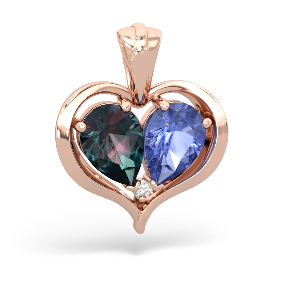 Alexandrite Two Become One 14K Rose Gold pendant P5330