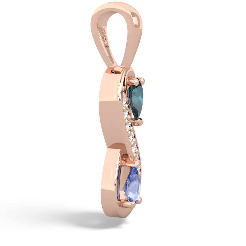 Alexandrite Diamond Infinity 14K Rose Gold pendant P5390