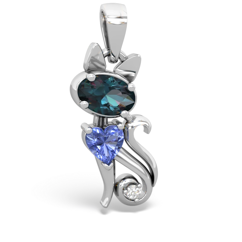 Alexandrite Kitten 14K White Gold pendant P5780