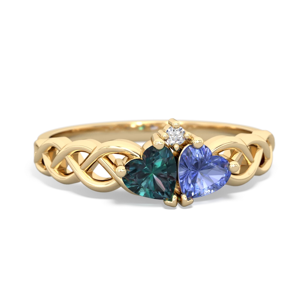 Alexandrite Heart To Heart Braid 14K Yellow Gold ring R5870