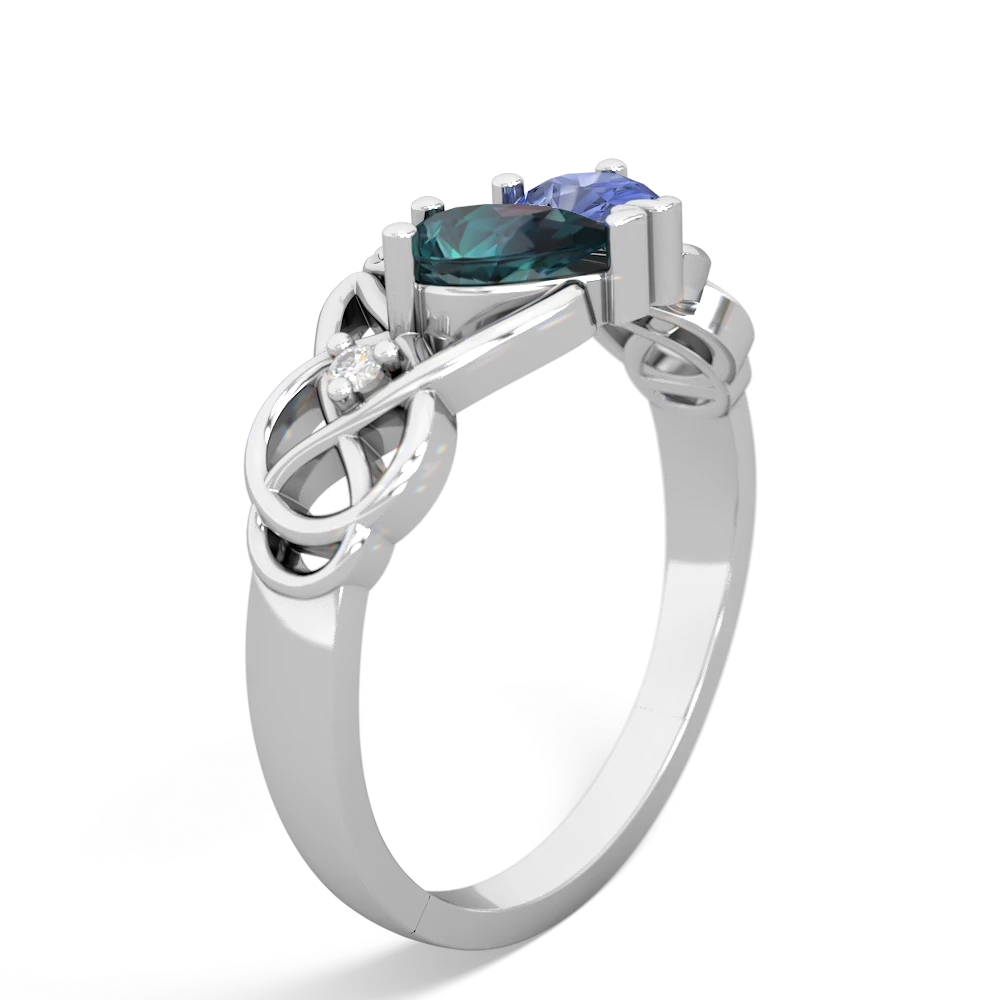 Alexandrite 'One Heart' Celtic Knot Claddagh 14K White Gold ring R5322