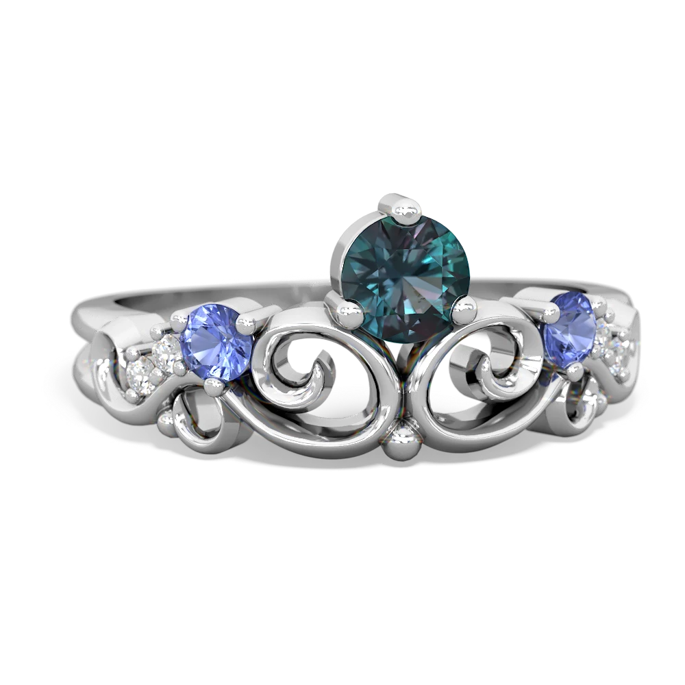 Alexandrite Crown Keepsake 14K White Gold ring R5740