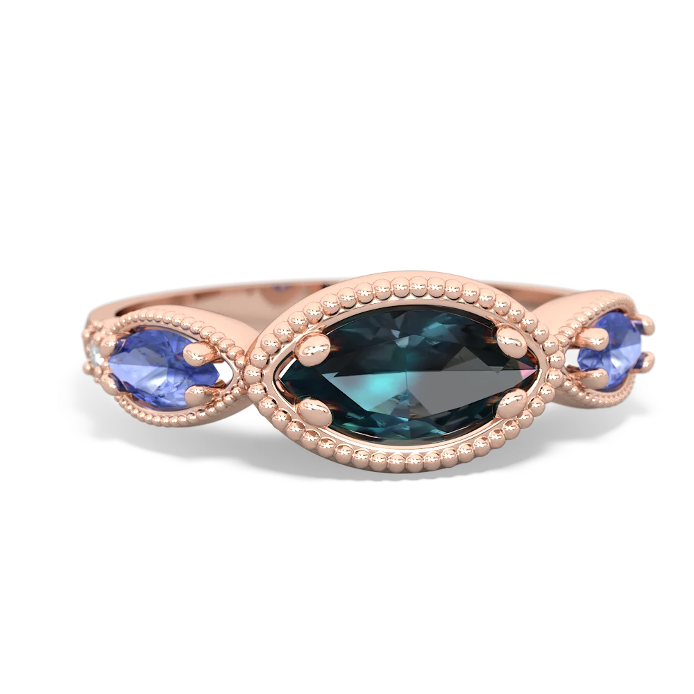 Alexandrite Milgrain Marquise 14K Rose Gold ring R5700