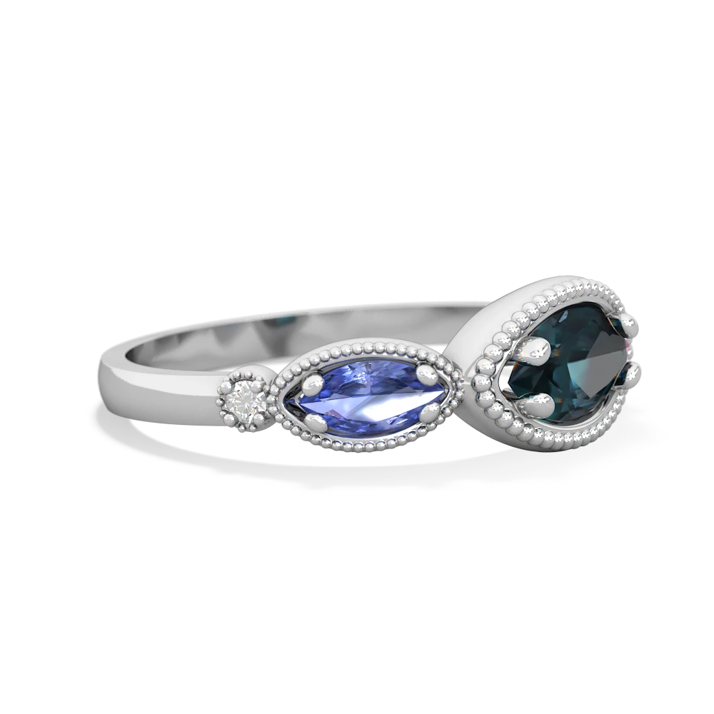 Alexandrite Milgrain Marquise 14K White Gold ring R5700