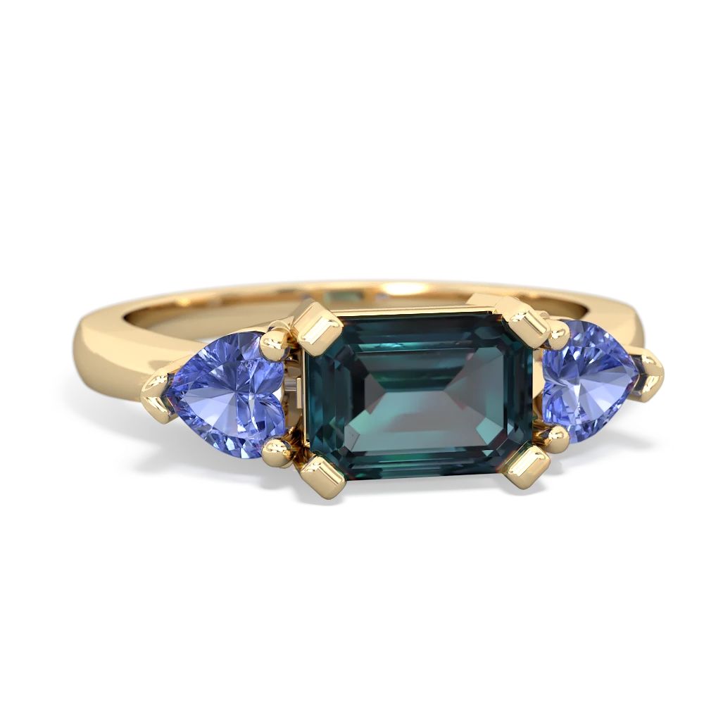 Alexandrite Three Stone 14K Yellow Gold ring R5235