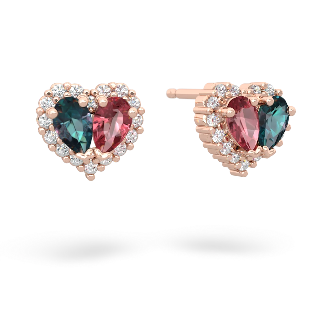 Alexandrite Halo 14K Rose Gold earrings E7008