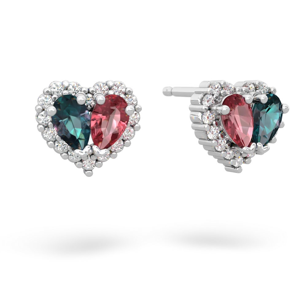 Alexandrite Halo 14K White Gold earrings E7008