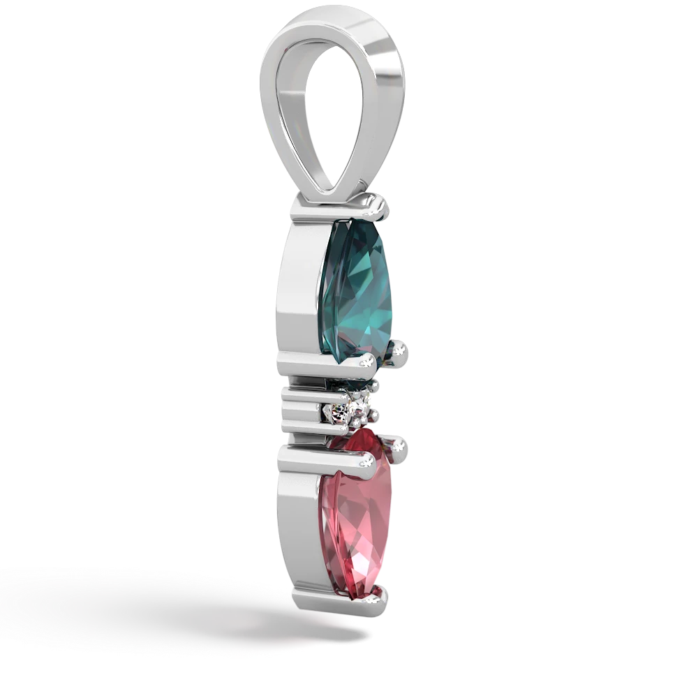 Alexandrite Bowtie Drop 14K White Gold pendant P0865