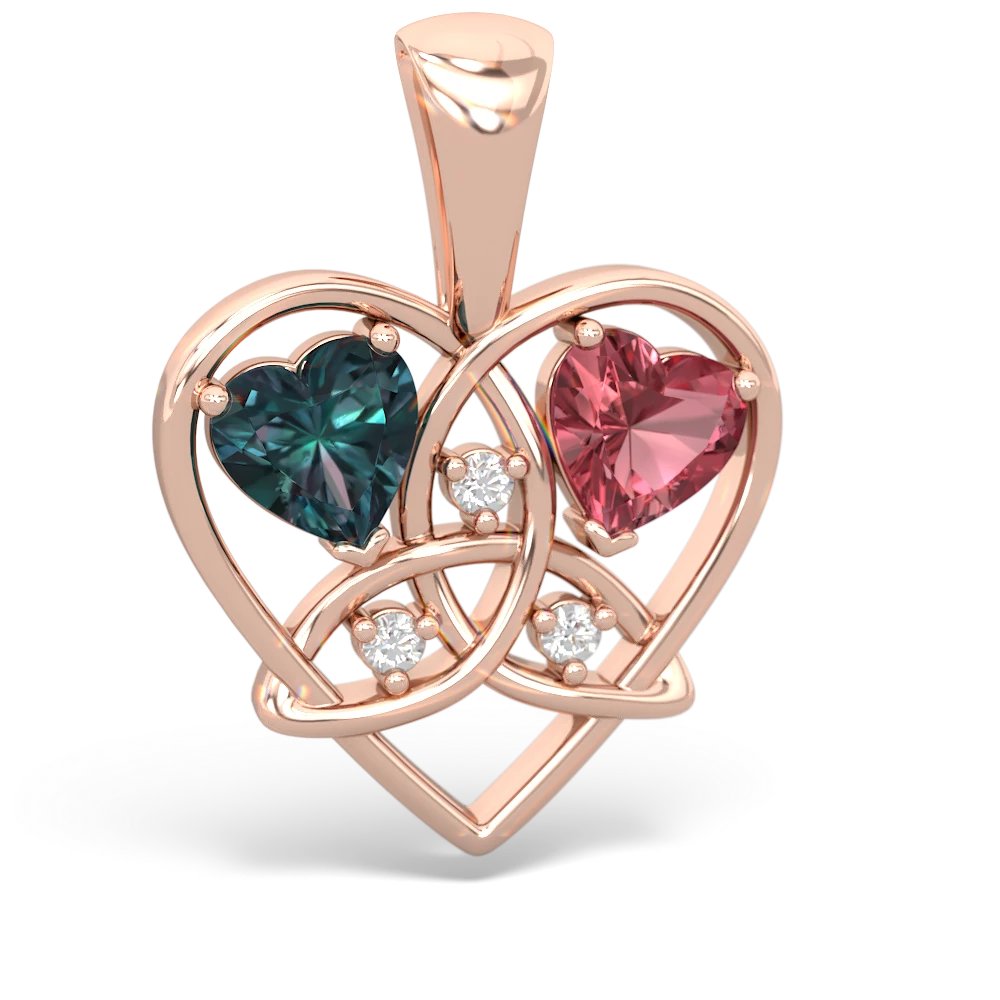 Alexandrite Celtic Trinity Heart 14K Rose Gold pendant P5331