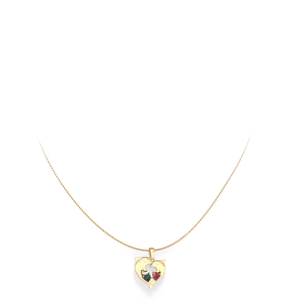 Alexandrite Dolphin Heart 14K Yellow Gold pendant P5820