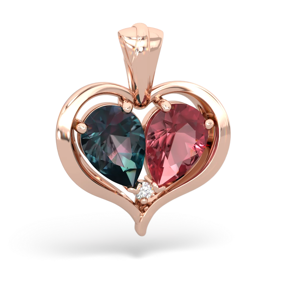 Alexandrite Two Become One 14K Rose Gold pendant P5330