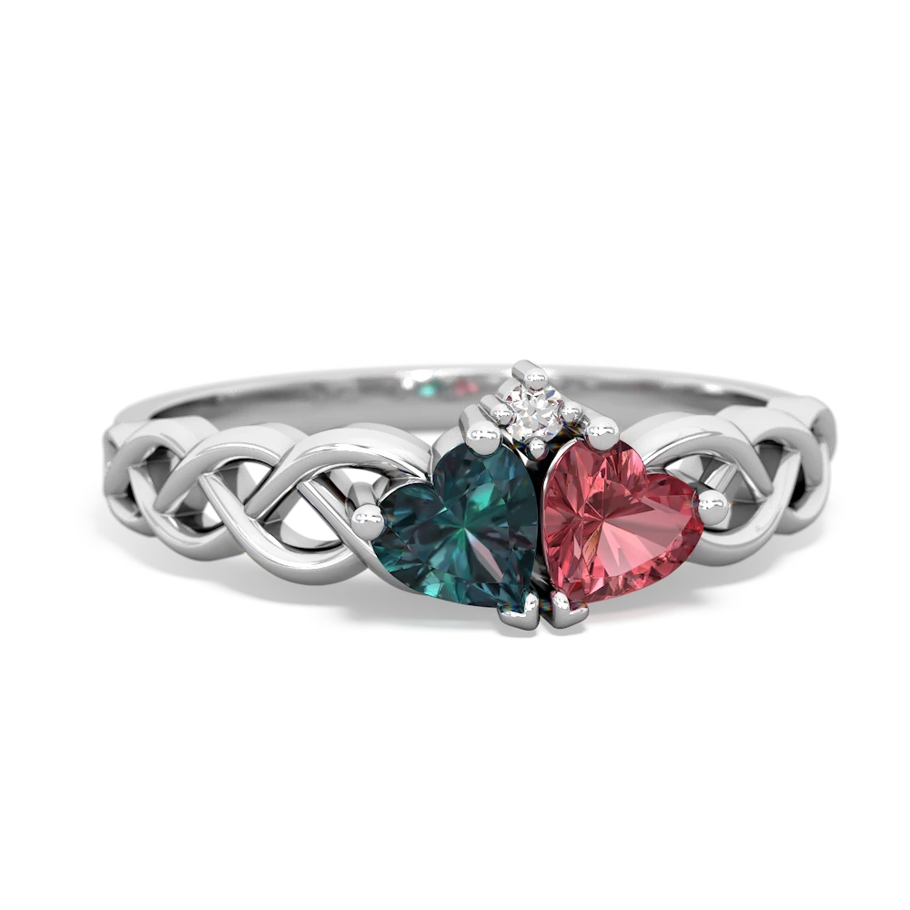 Alexandrite Heart To Heart Braid 14K White Gold ring R5870