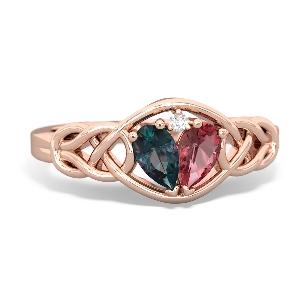 Alexandrite Celtic Love Knot 14K Rose Gold ring R5420