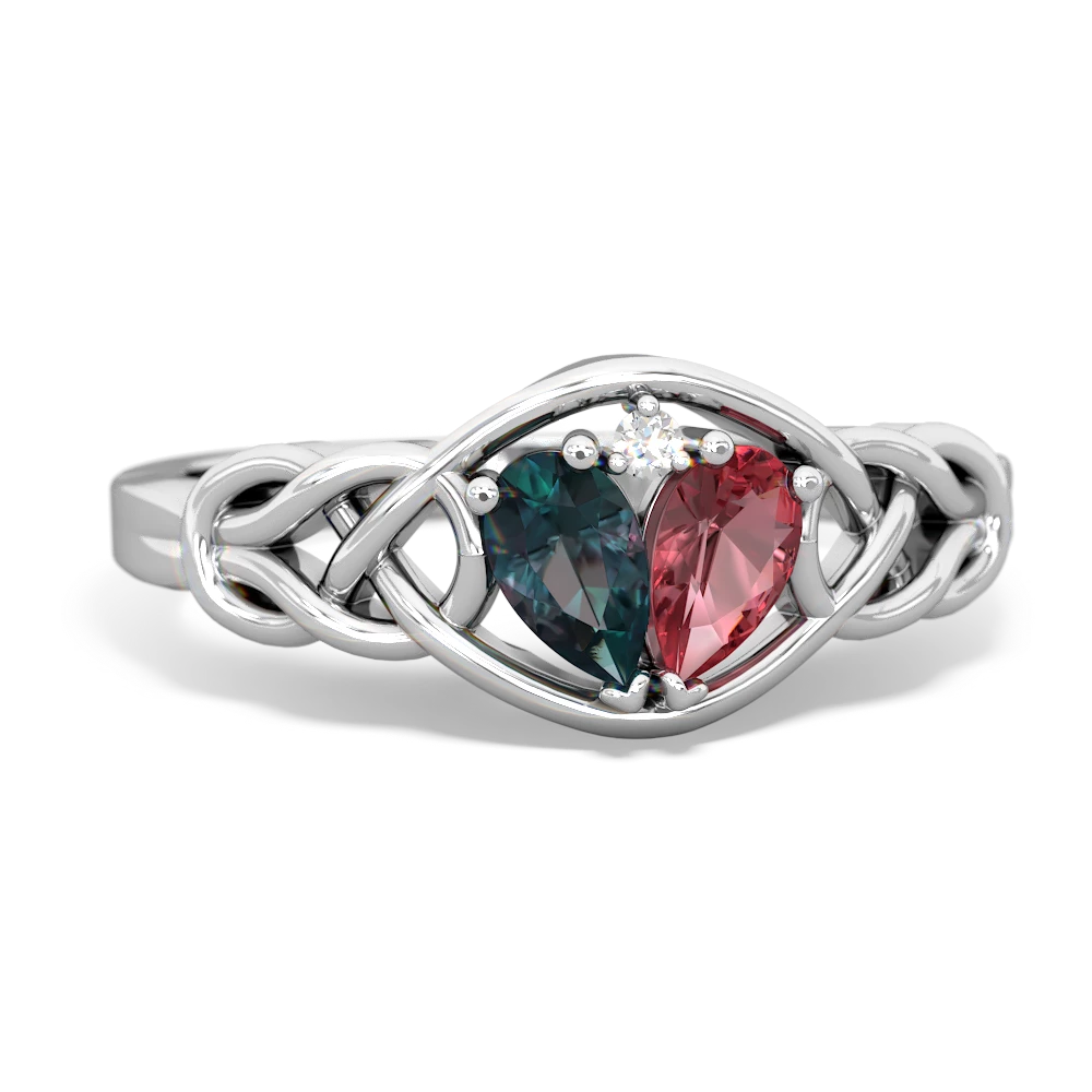 Alexandrite Celtic Love Knot 14K White Gold ring R5420