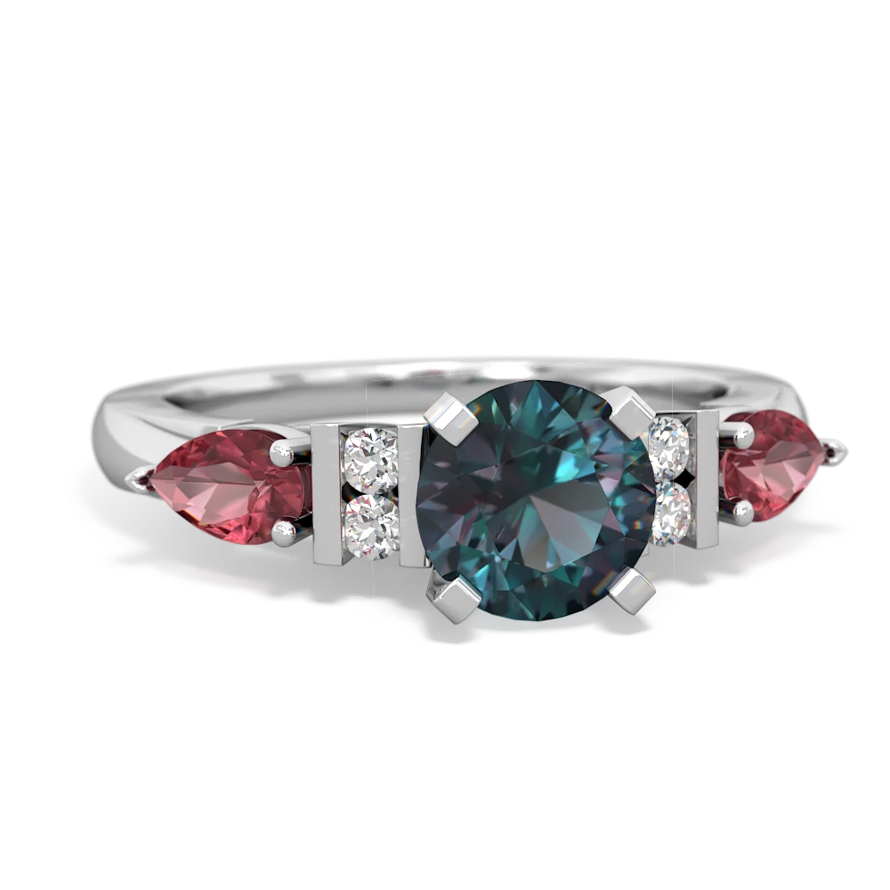 Alexandrite 6Mm Round Eternal Embrace Engagement 14K White Gold ring R2005