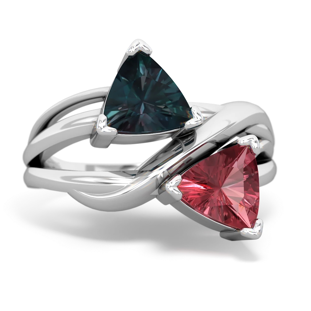 Alexandrite Split Band Swirl 14K White Gold ring R2341