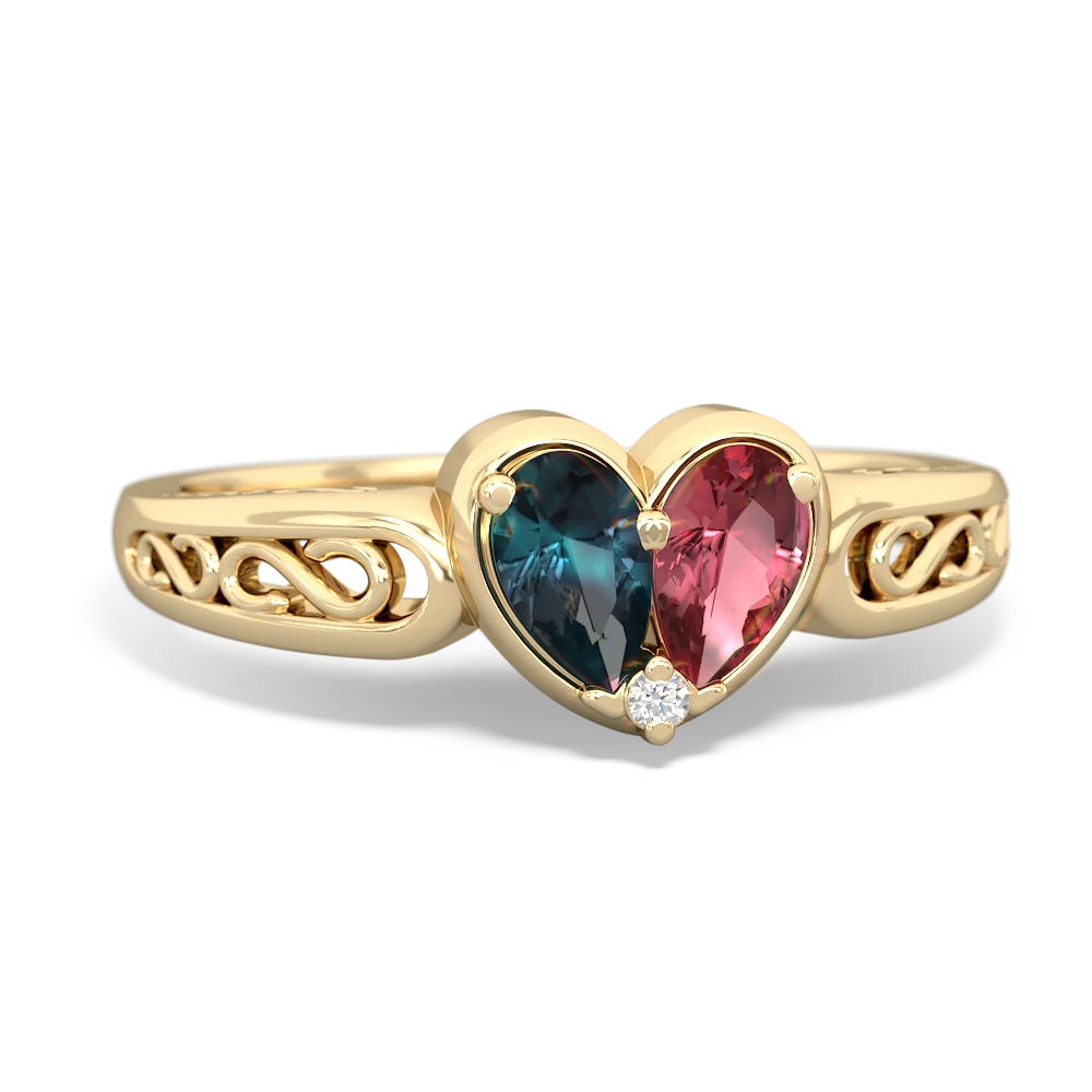 Alexandrite Filligree 'One Heart' 14K Yellow Gold ring R5070