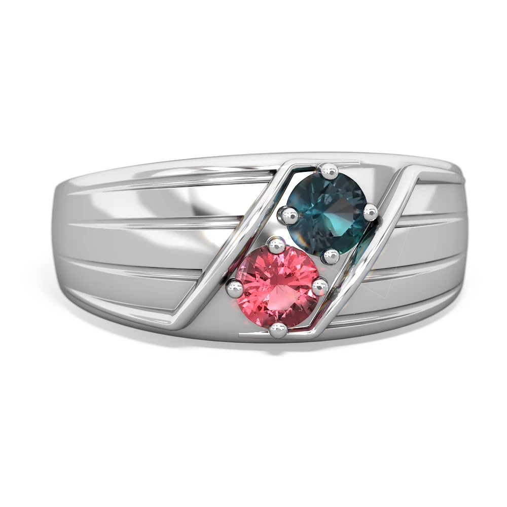 Alexandrite Men's Streamline 14K White Gold ring R0460