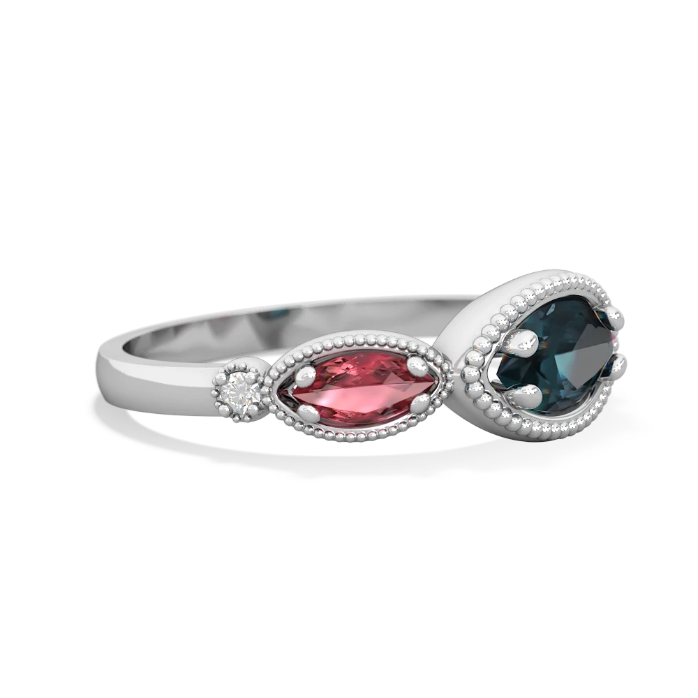 Alexandrite Milgrain Marquise 14K White Gold ring R5700