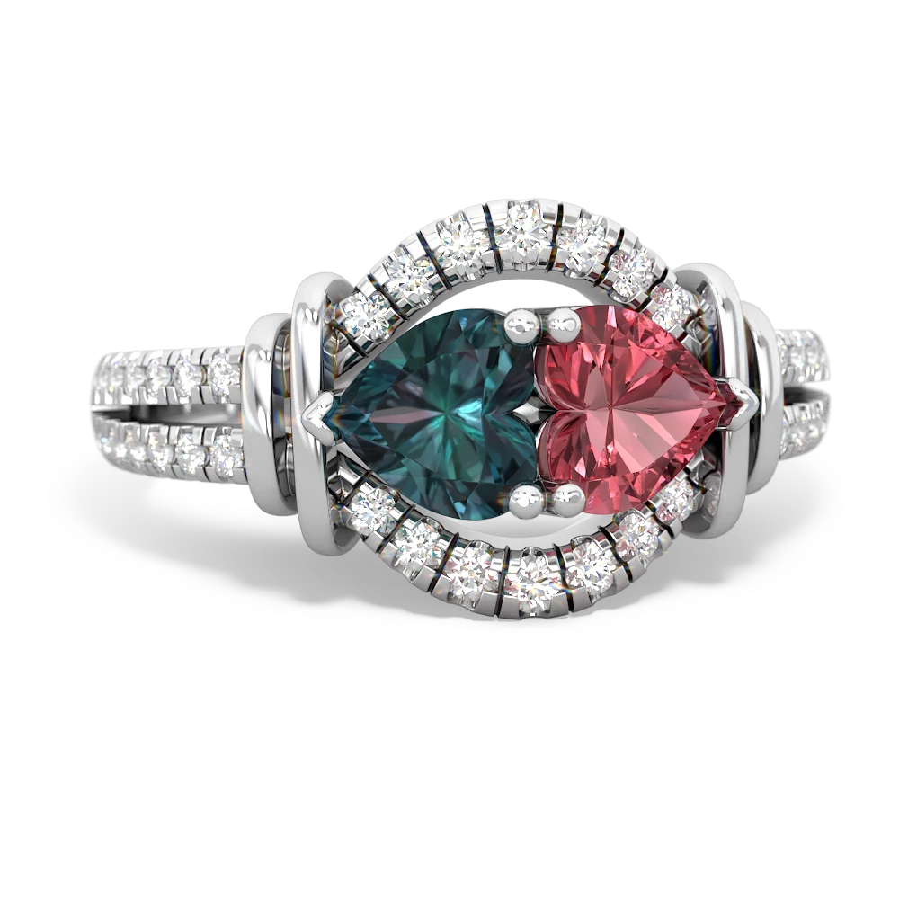 Alexandrite Art-Deco Keepsake 14K White Gold ring R5630