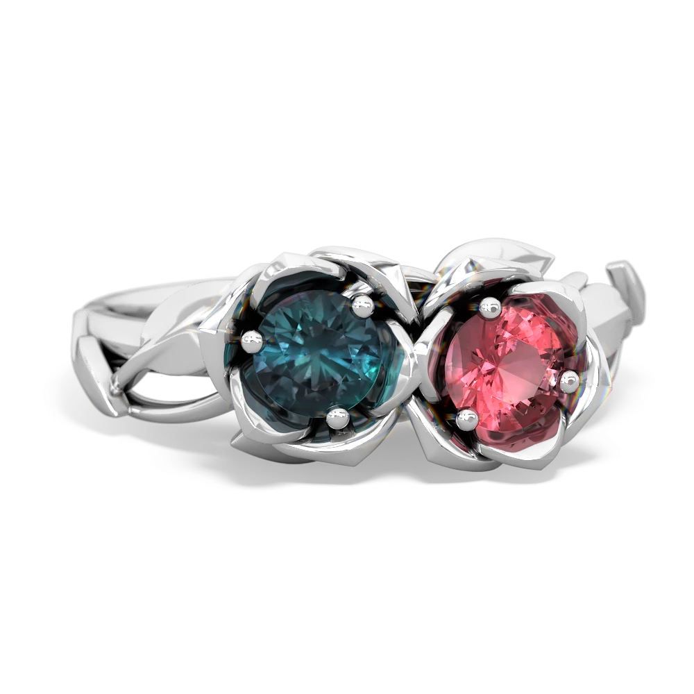 Alexandrite Rose Garden 14K White Gold ring R5510