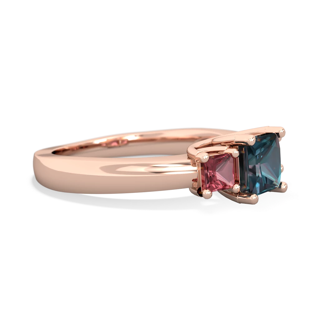 Alexandrite Three Stone Trellis 14K Rose Gold ring R4015