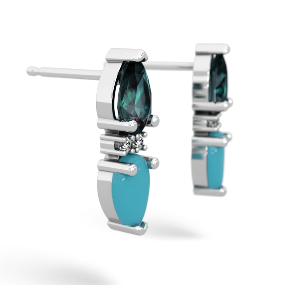 Alexandrite Bowtie Drop 14K White Gold earrings E0865