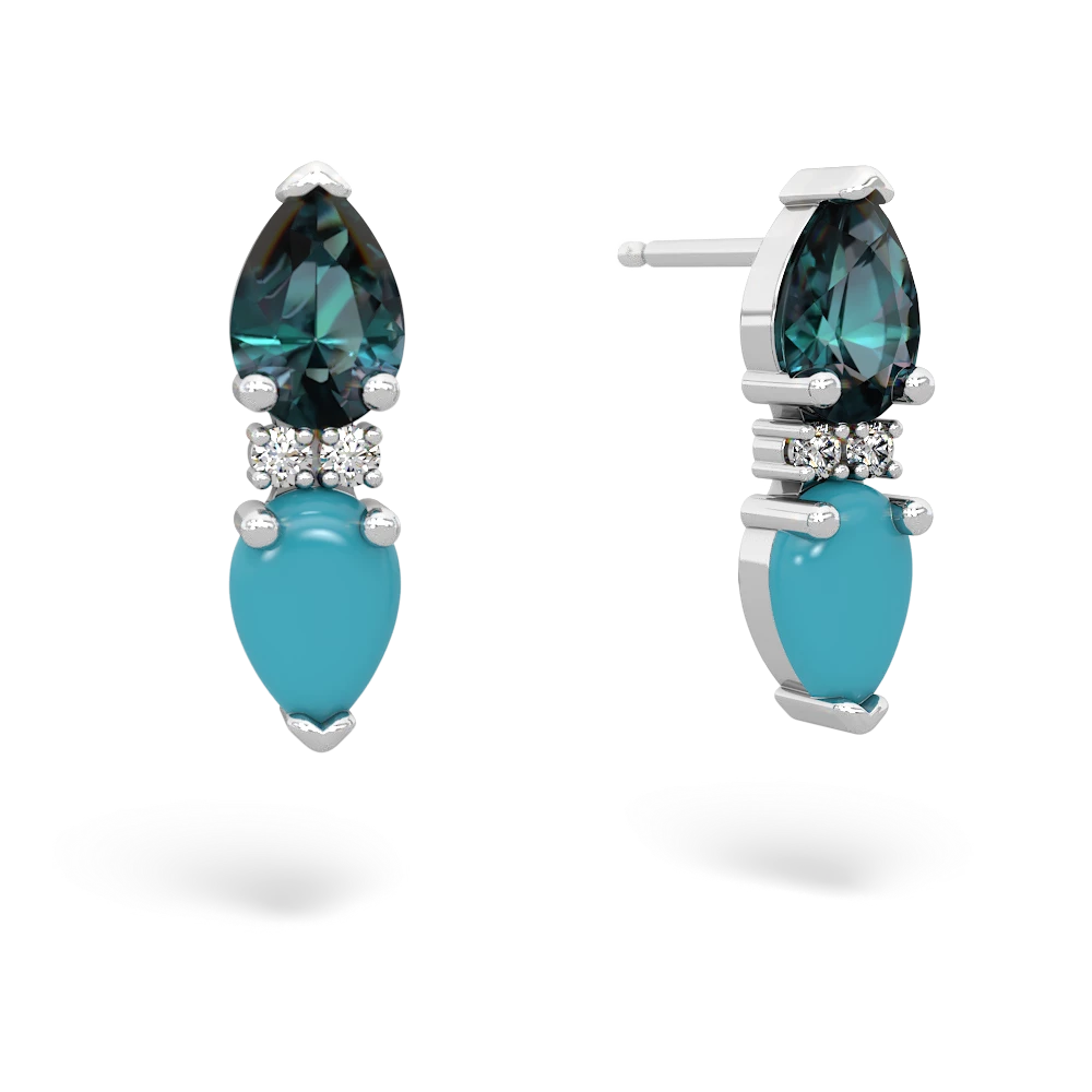 Alexandrite Bowtie Drop 14K White Gold earrings E0865