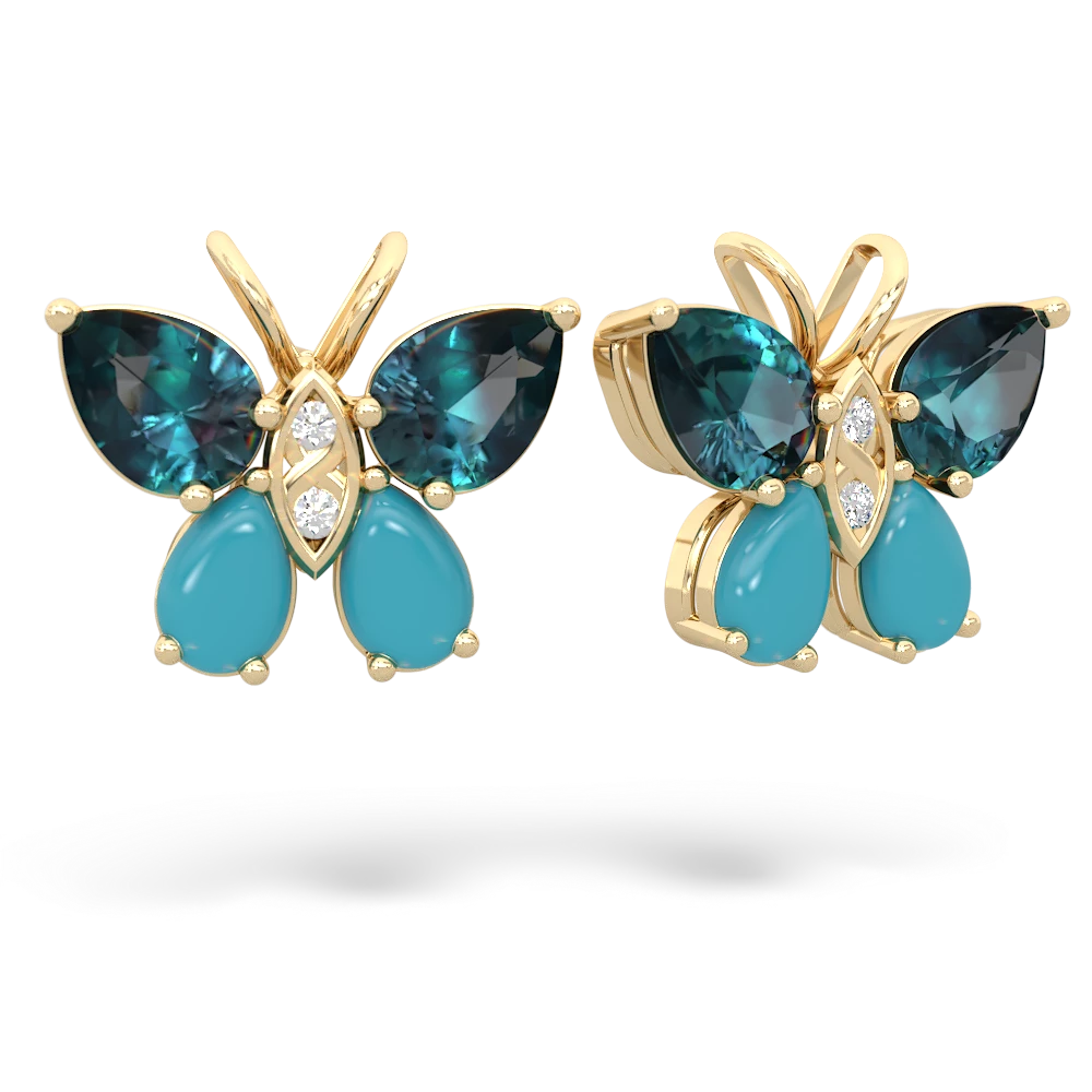 Alexandrite Butterfly 14K Yellow Gold earrings E2215