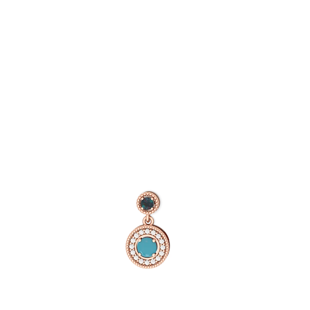 Alexandrite Halo Dangle 14K Rose Gold earrings E5319