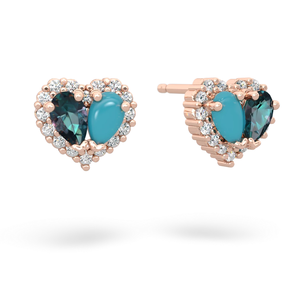 Alexandrite Halo 14K Rose Gold earrings E7008