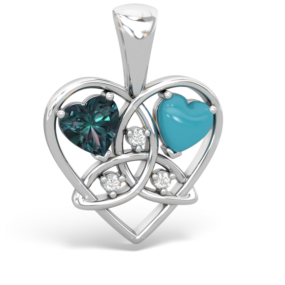 Alexandrite Celtic Trinity Heart 14K White Gold pendant P5331